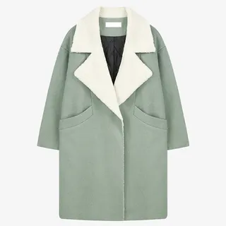 绿色毛呢大衣女士免抠