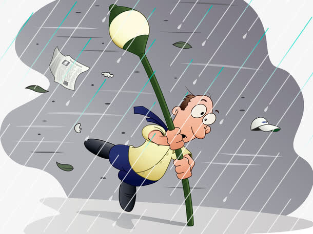 狂风暴雨插画免抠