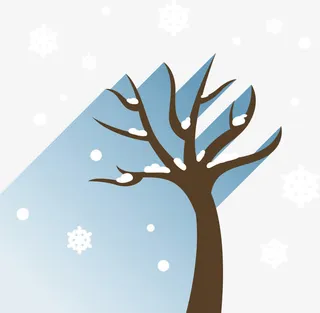 蓝色雪地树木免抠