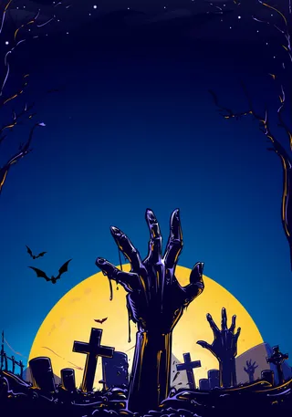 蓝色万圣节狂欢盛典海报高清