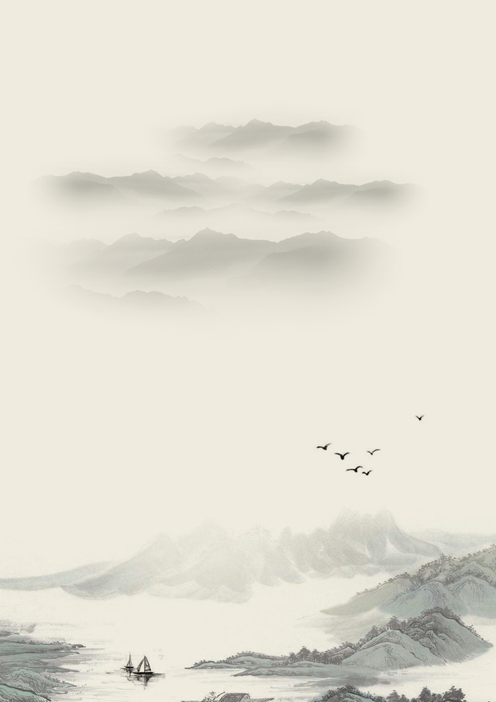 中国风水墨画山河古韵平面广告高清复古中国风背景