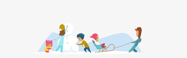 雪地卡通人物3免抠