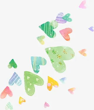 手绘多种漂浮爱心免抠