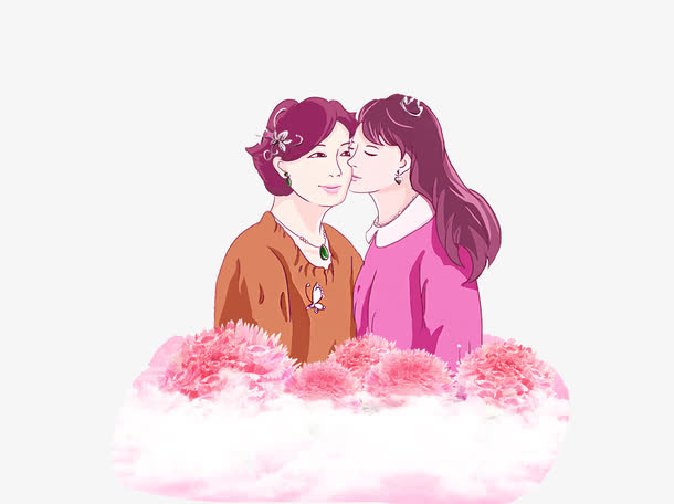 母亲节母女插图元素免抠