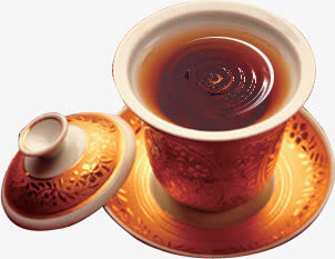橙色茶杯红茶端午免抠