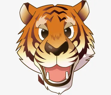 卡通手绘凶猛老虎头免抠
