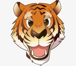 卡通手绘凶猛老虎头免抠