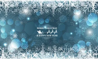 蓝色圣诞节雪花圣诞老师驯鹿光斑背景素材高清