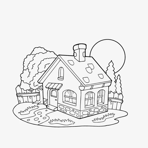 简笔手绘空房子素材免抠