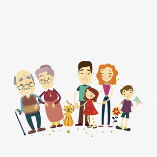 幸福一家插画矢量素材免抠