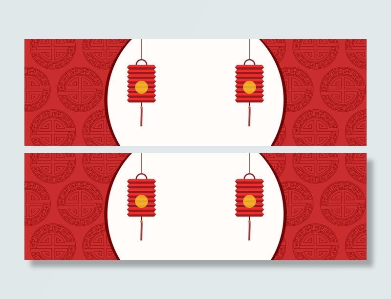 新年扁平红色海报banner背景高清