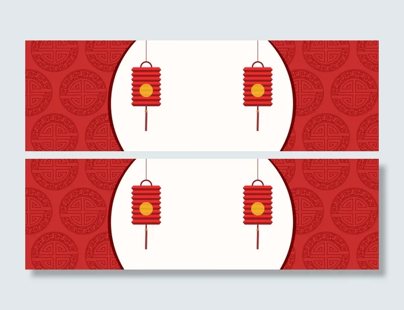 新年扁平红色海报banner背景高清