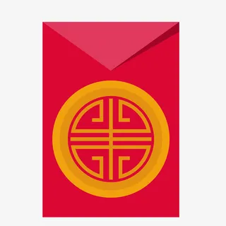 卡通红色春节装饰红包免抠