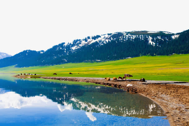 赛里木湖风景免抠