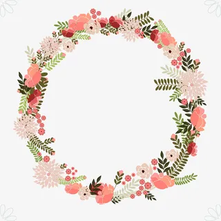 鲜花花环手绘免抠