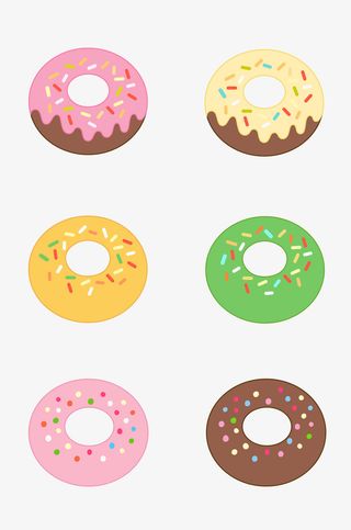 卡通可爱糖果色甜甜圈点心食物元素免抠