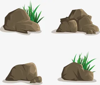 咖啡色石头假山矢量图免抠