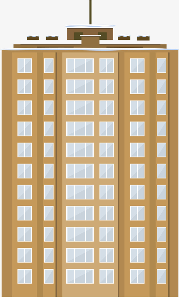 咖啡色卡通大楼免抠