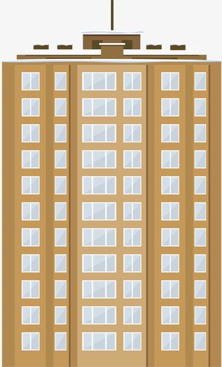 咖啡色卡通大楼免抠