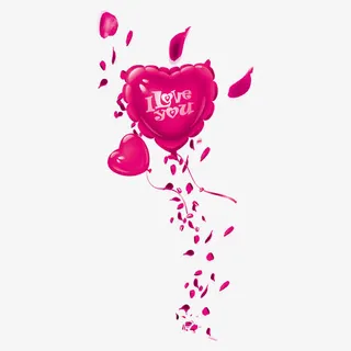 漂浮着的气球和花瓣免抠