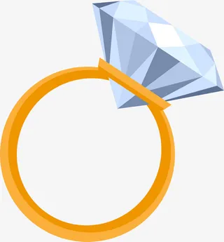 金色卡通钻戒免抠