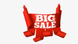 矢量橘红色白字流苏热卖促销标签免抠