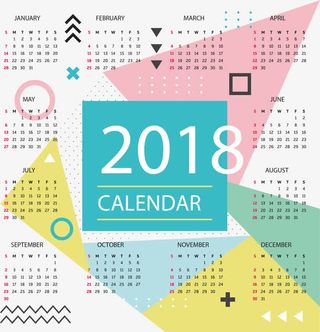 彩色三角拼图日历免抠