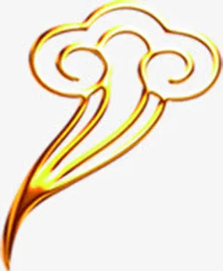 金色立体祥云金属金秋免抠