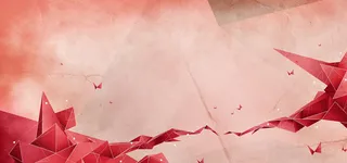 红色文艺立体几何三角形banner高清