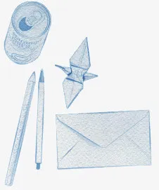 简笔铅笔信封素材免抠