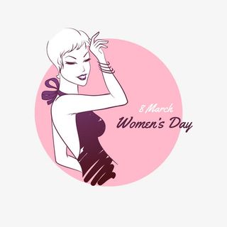 装饰图案卡通美女妇女节海报免抠