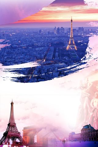 浪漫法国建筑旅游宣传海报背景素材高清