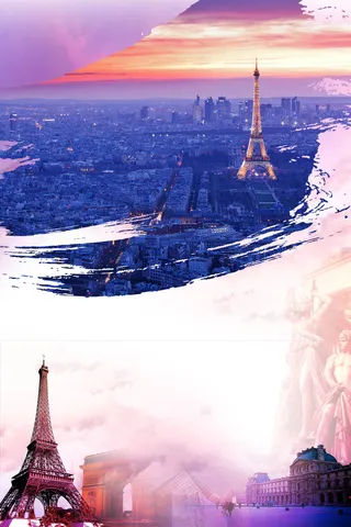 浪漫法国建筑旅游宣传海报背景素材高清