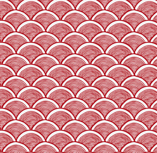 春节红色祥云花纹底纹免抠