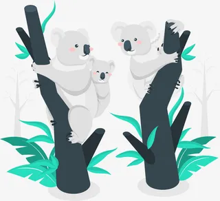 考拉熊扁平设计素材免抠