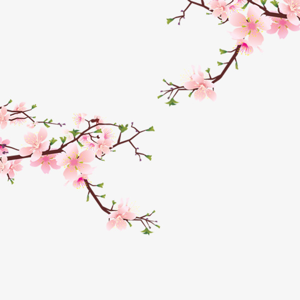 粉色卡通树枝桃花免抠图免抠
