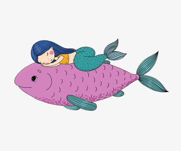 在鱼身上睡觉的美人鱼免抠
