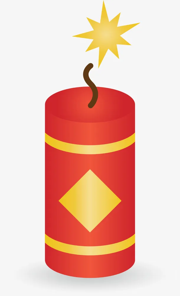 新年红色圆形鞭炮免抠