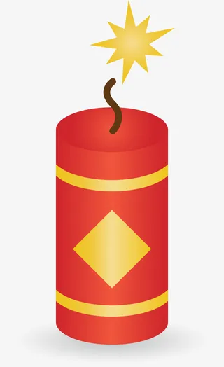 新年红色圆形鞭炮免抠