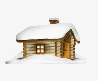 白雪里的小木屋元素免抠