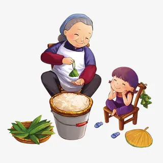 端午节包粽子免抠