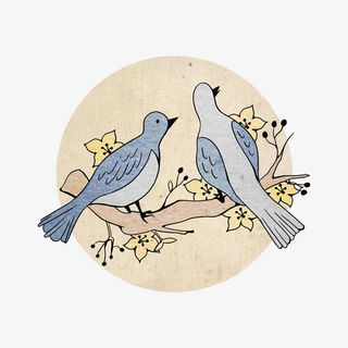 手绘树枝和鸟免抠