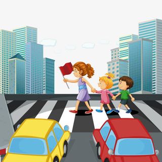 中小学生安全教育日小学生过马路免抠