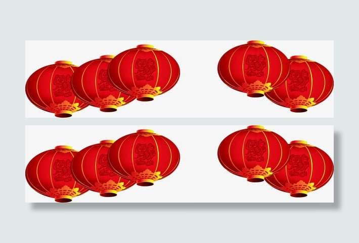 手绘喜庆小灯笼白底图免抠