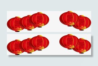 手绘喜庆小灯笼白底图免抠