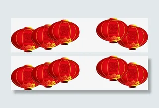 手绘喜庆小灯笼白底图免抠