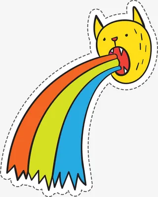 彩色手绘线稿老虎彩虹卡通贴纸免抠