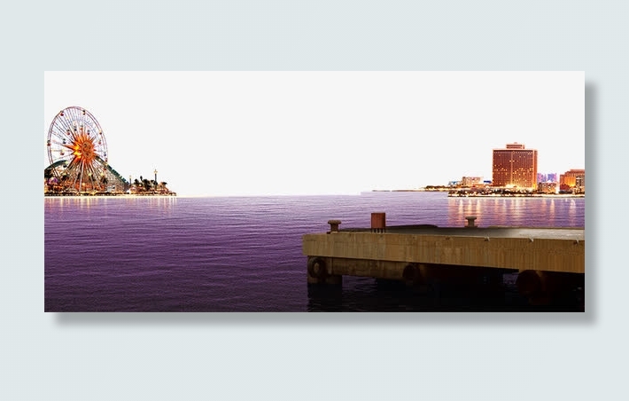地产海报元素海上夜景免抠