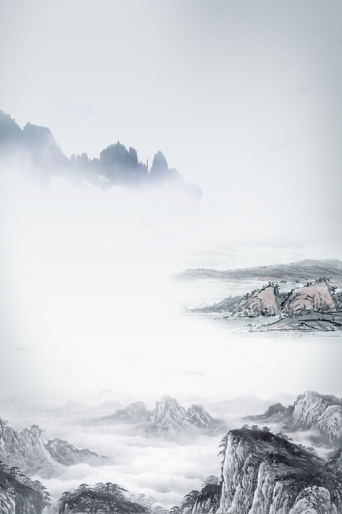 复古的手绘山水背景高清