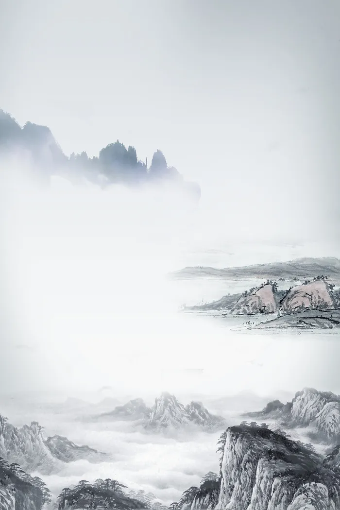 复古的手绘山水背景高清